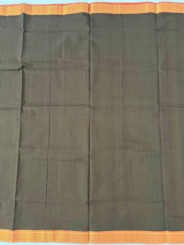 Handwoven Mangalgiri Cotton Saree | Brown | Gold Zari | Handwoven | Ships from California